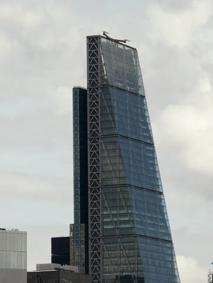 The Leadenhall Building, known as the Cheesegrater, a wedge-shaped tower in the City of London